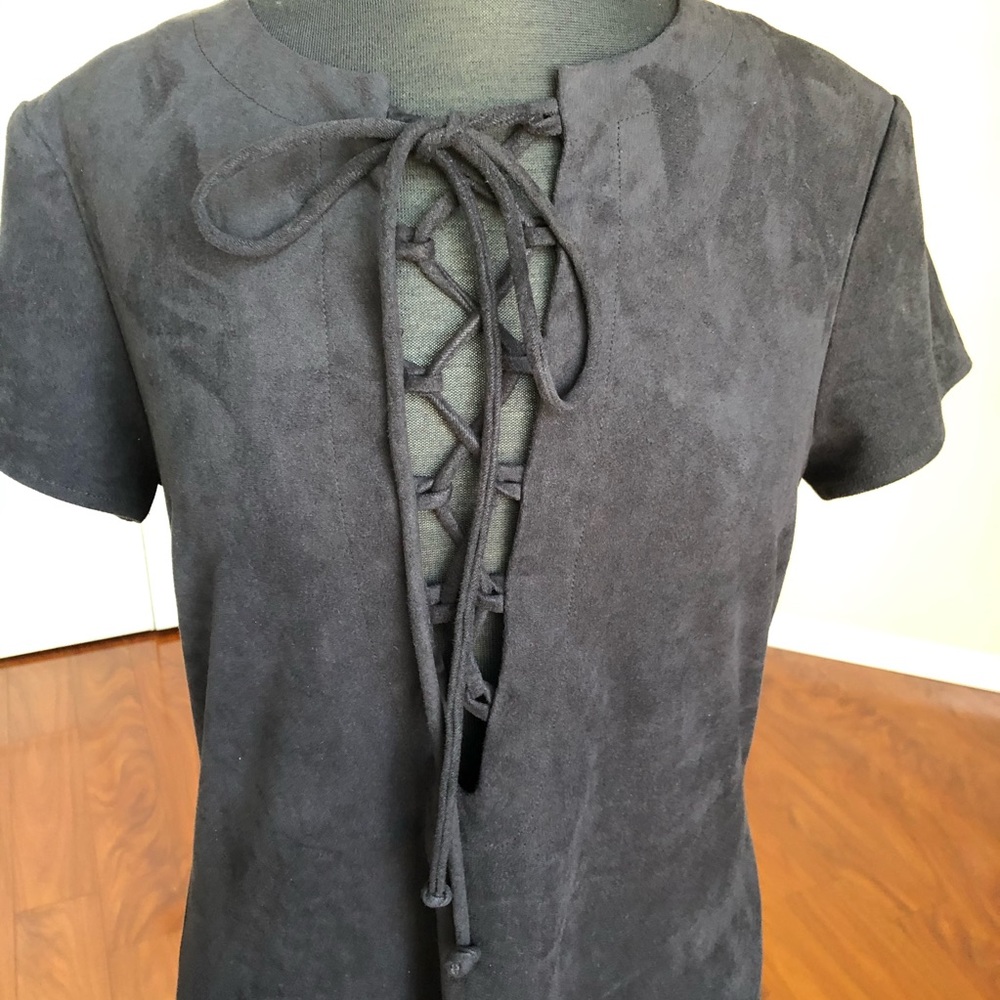 WAYF Faux Suede Lace Up Dress - Picture 6 of 8